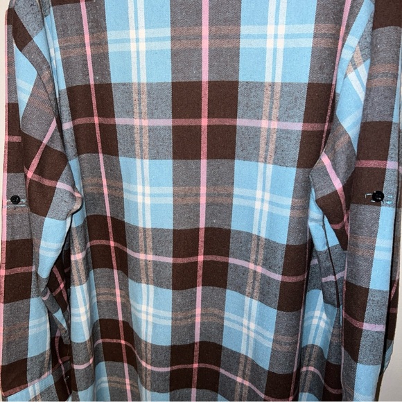 4X Multi Colored Plaid Flannel Button Down Tunic Soft Western Cowgirl Plus Sz. - Picture 3 of 8